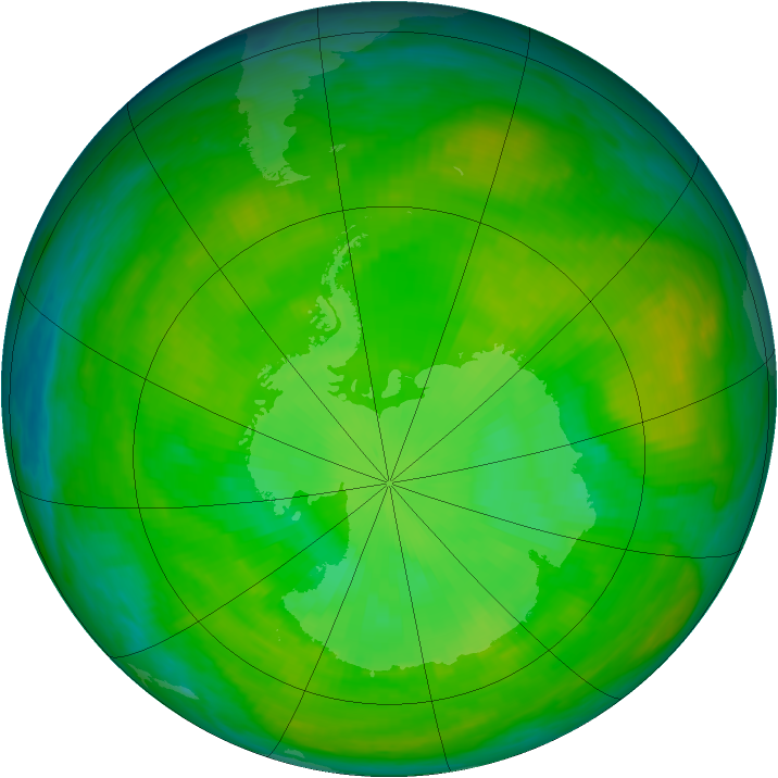Antarctic ozone map for 17 December 1982